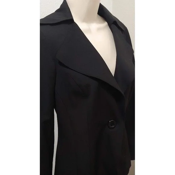 Nine West Womens Black Blazer Jacket Sz 4 Collared Button Front Career Office Lq - Picture 4 of 11